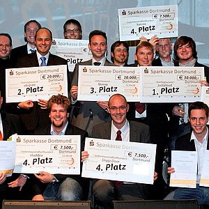 Gruppenbild der Gewinner des IT-Wettbewerbs von start2grow 2008