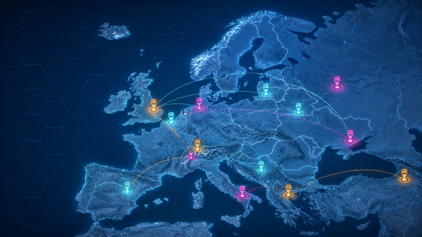 Futuristische Netzwerkkarte von Europa