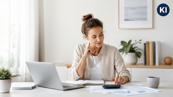 Selbstständiger am Laptop bei der Planung einer größeren Finanzierung
